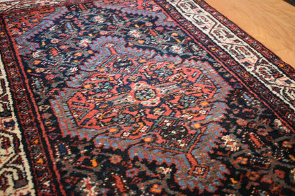 Antique Persian Hamadan Rug, 2'8" x 4'4", in blue, navy and red - photo 5