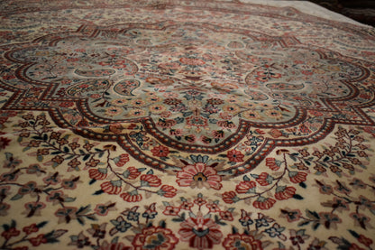 Vintage Sino Yazd Rug, 8'10" x 8'11", in baby blue, blue, gold and ivory - photo 5