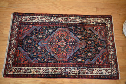 Antique Persian Hamadan Rug, 2'8" x 4'4", in blue, navy and red - photo 6