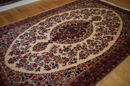 Vintage Persian Moud Rug, 6'11" x 10'5", in blue, burgundy and ivory - photo 6
