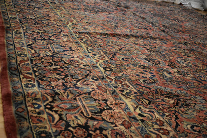 Antique Persian Sarouk Runner, 8'9" x 18'4", in blue, burgundy, gold and navy - photo 6