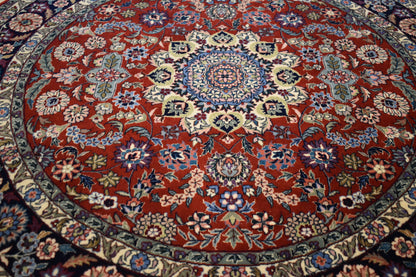 Sino Tabriz Rug, 4' x 4', in baby blue, ivory, navy and pink - photo 5