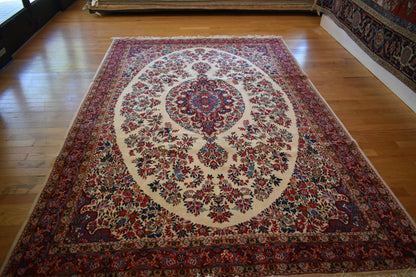 Vintage Persian Moud Rug, 6'11" x 10'5", in blue, burgundy and ivory - photo 7