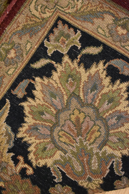 Vintage Indian Agra Jaipur Rug, 10' x 13'9", in black, burgundy, gold and red - photo 3