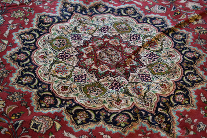 Persian Tabriz Rug with Silk, 10' x 13'1", in baby blue, ivory, navy and pink - photo 6