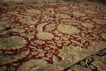 Vintage Indian Agra Jaipur Rug, 10' x 13'9", in black, burgundy, gold and red - photo 4
