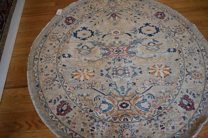 Afghan Zigler Mohal Rug, 5'9" x 5'10", in baby blue, grey, navy and orange