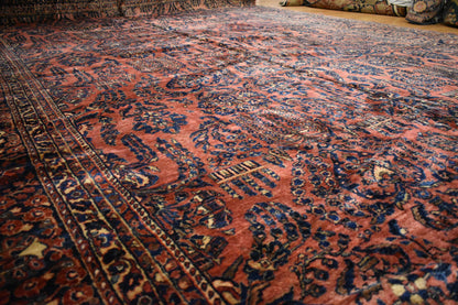 Antique Persian Sarouk Rug, 12'2" x 19'2", in burgundy, gold, navy and pink - photo 6