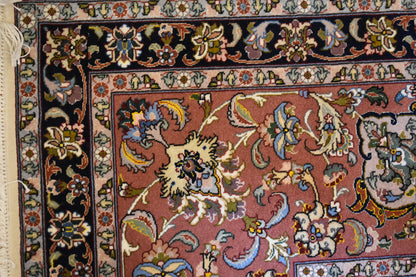 Persian Tabriz Rug with Silk, 9'11" x 13'6", in ivory, navy, pistachio and plum - photo 3
