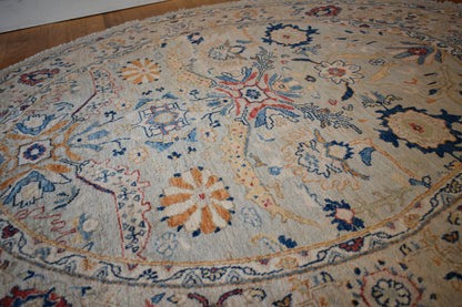 Afghan Zigler Mohal Rug, 5'9" x 5'10", in baby blue, grey, navy and orange - photo 2