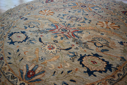Afghan Zigler Mohal Rug, 5'9" x 5'10", in baby blue, grey, navy and orange - photo 3