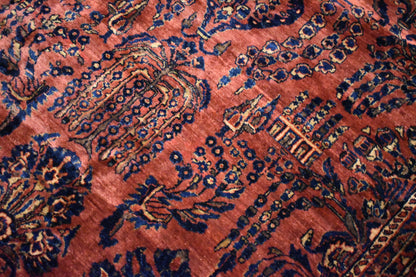 Antique Persian Sarouk Rug, 12'2" x 19'2", in burgundy, gold, navy and pink - photo 7