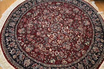 Sino Yazd Rug, 5'1" x 5'1", in black, brick and teal