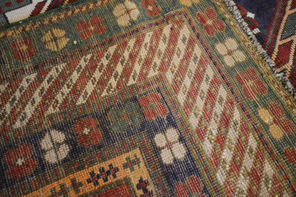 Antique Russian Kazak Rug, 5'9" x 8'5", in brown, green and red - photo 3