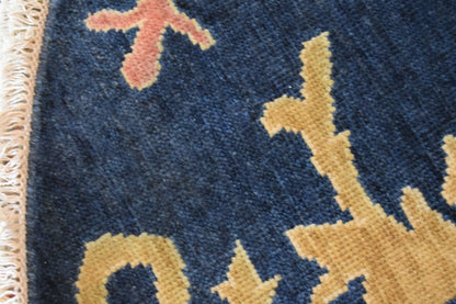 Indian Oushak Rug, 10' x 10', in baby blue, blue, purple and salmon - photo 2