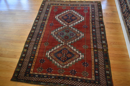 Antique Russian Kazak Rug, 5'9" x 8'5", in brown, green and red - photo 6