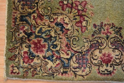 Antique Persian Kerman Rug, 2' x 3'10", in blue, green, pink and pistachio - photo 2