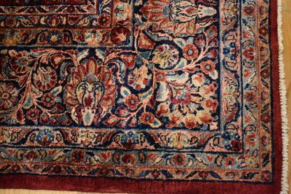 Antique Persian Sarouk Rug, 12' x 16'6", in baby blue, navy, red and salmon - photo 3