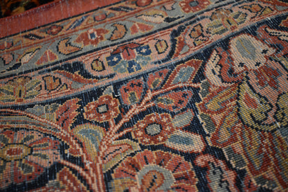 Antique Persian Sarouk Rug, 12' x 16'6", in baby blue, navy, red and salmon - photo 4