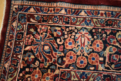 Antique Persian Sarouk Rug, 10'5" x 13'5", in burgundy, navy, teal and yellow - photo 2