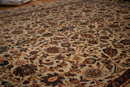Vintage Persian Kashan Rug, 10'9" x 15'3", in blue, gold and ivory - photo 4