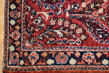 Antique Persian Sarouk Rug, 2'3" x 4', in blue, navy, red and salmon - photo 2