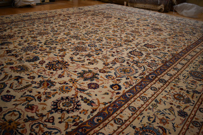 Vintage Persian Kashan Rug, 10'9" x 15'3", in blue, gold and ivory - photo 5