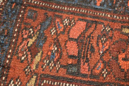 Antique Persian Kurdish Bagface, 1'10" x 2'2", in navy, red and teal - photo 3