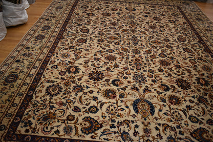 Vintage Persian Kashan Rug, 10'9" x 15'3", in blue, gold and ivory - photo 6