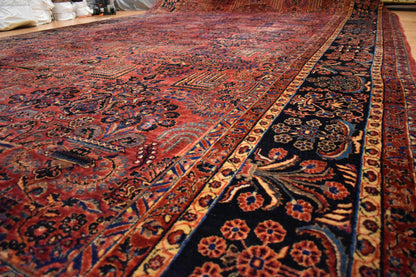 Antique Persian Sarouk Mohjaran Rug, 11'6" x 24'4", in blue, burgundy, navy and red - photo 6