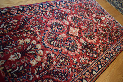 Antique Persian Sarouk Rug, 2'3" x 4', in blue, navy, red and salmon - photo 4