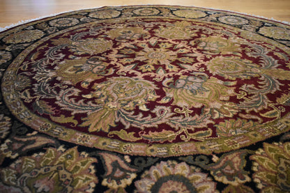 Indian Agra Jaipur Rug, 6' x 6', in black, burgundy and gold - photo 5