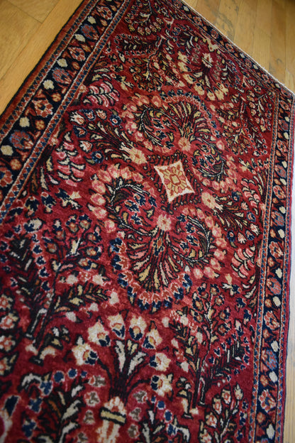 Antique Persian Sarouk Rug, 2'3" x 4', in blue, navy, red and salmon - photo 5