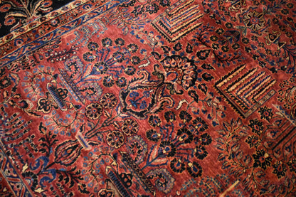 Antique Persian Sarouk Mohjaran Rug, 11'6" x 24'4", in blue, burgundy, navy and red - photo 8