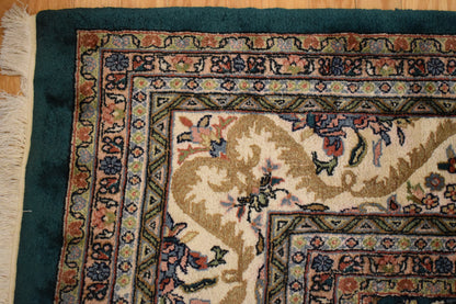 Vintage Indian Kashan Rug, 8'11" x 12', in gold, ivory, pink and teal - photo 2