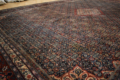 Antique Persian Gazvin Rug, 9'5" x 12'8", in blue, burgundy, ivory and navy - photo 2