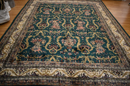 Vintage Indian Kashan Rug, 8'11" x 12', in gold, ivory, pink and teal - photo 6