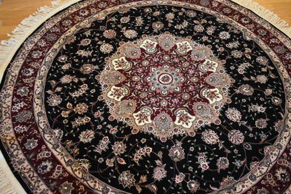 Sino Tabriz Rug, 6' x 6', in black and red