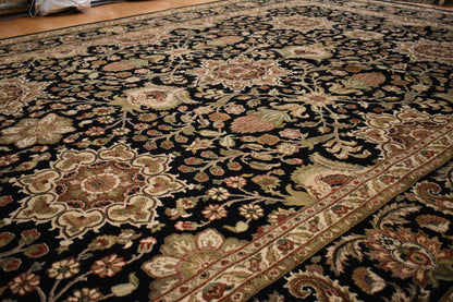 Indian Agra Jaipur Rug, 10'1" x 14', in black, green and red - photo 5