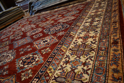 Pakistani Kazak Rug, 9'2" x 11'9", in blue, ivory and ruby - photo 5