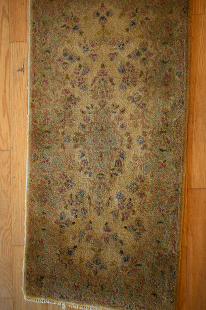 Vintage Persian Kerman Rug, 2' x 4'2", in baby blue, cream, pink and pistachio - photo 4