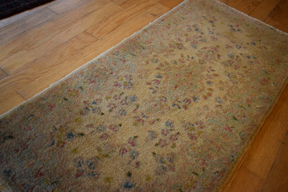 Vintage Persian Kerman Rug, 2' x 4'2", in baby blue, cream, pink and pistachio - photo 5