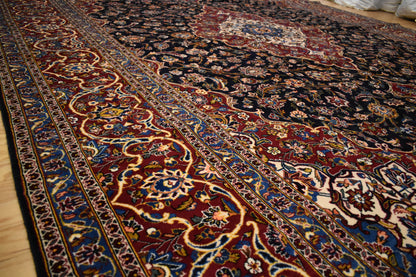 Vintage Persian Kashan Rug, 10'3" x 13'11", in blue, ivory, navy and red - photo 6