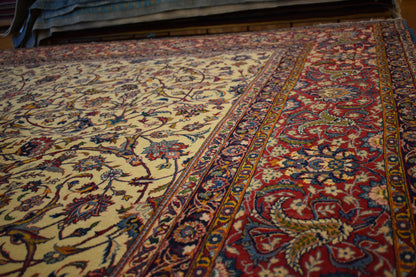 Antique Persian Kashan Rug, 8'10" x 13'1", in baby blue, blue, burgundy and navy - photo 5
