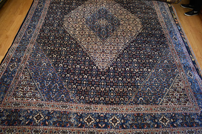 Vintage Persian Moud Rug, 8'5" x 11'5", in blue, ivory and navy - photo 2