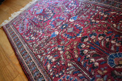 Antique Persian Sarouk Rug, 2' x 3'11", in blue, burgundy, cream and navy - photo 4