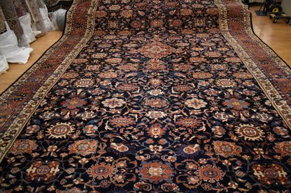 Antique Persian Malayer Rug, 12' x 24', in blue, brick, ivory and navy - photo 8