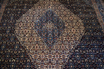 Vintage Persian Moud Rug, 8'5" x 11'5", in blue, ivory and navy - photo 4