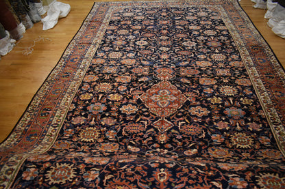 Antique Persian Malayer Rug, 12' x 24', in blue, brick, ivory and navy - photo 7