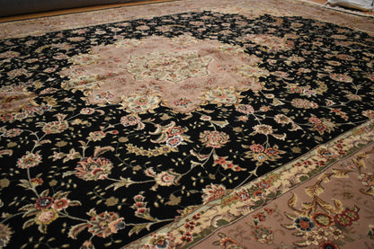 Sino Tabriz Rug with Silk, 10' x 14', in black, pink and pistachio - photo 6